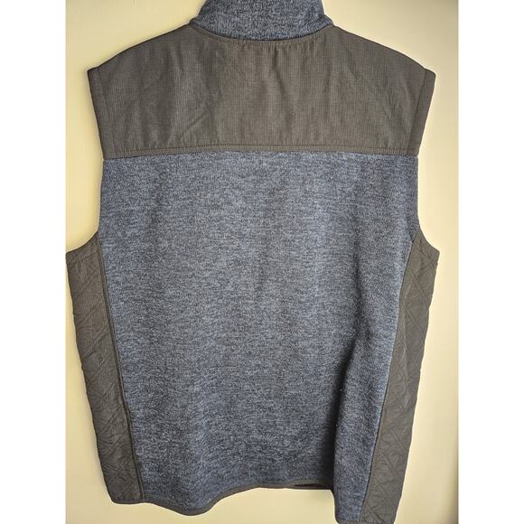 Orvis Mens Size XL Full Zip Vest Jacket Navy Blue w/ Quilted Black Panels Warm - Picture 6 of 8